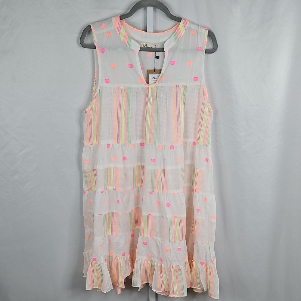 Rhea Lulu Top Sleeveless Cotton Dress with Ruffle Hem Size L/XL NWT